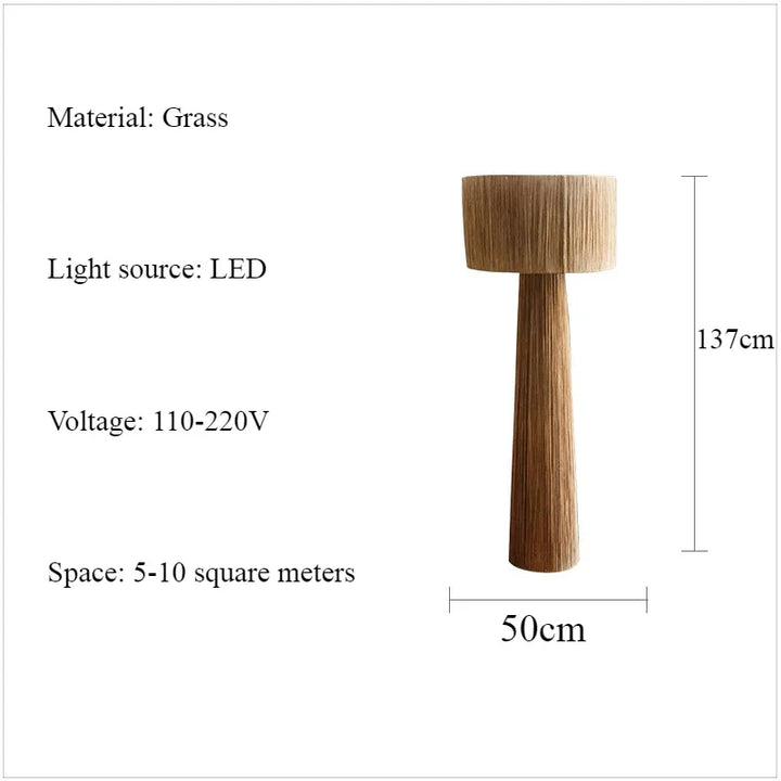 Lampe de sol en osier tressé style japonais – Kansora