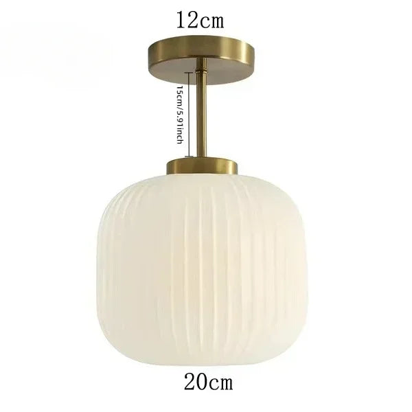 Plafonnier en verre strié rétro pour salon et couloir – Crescianea