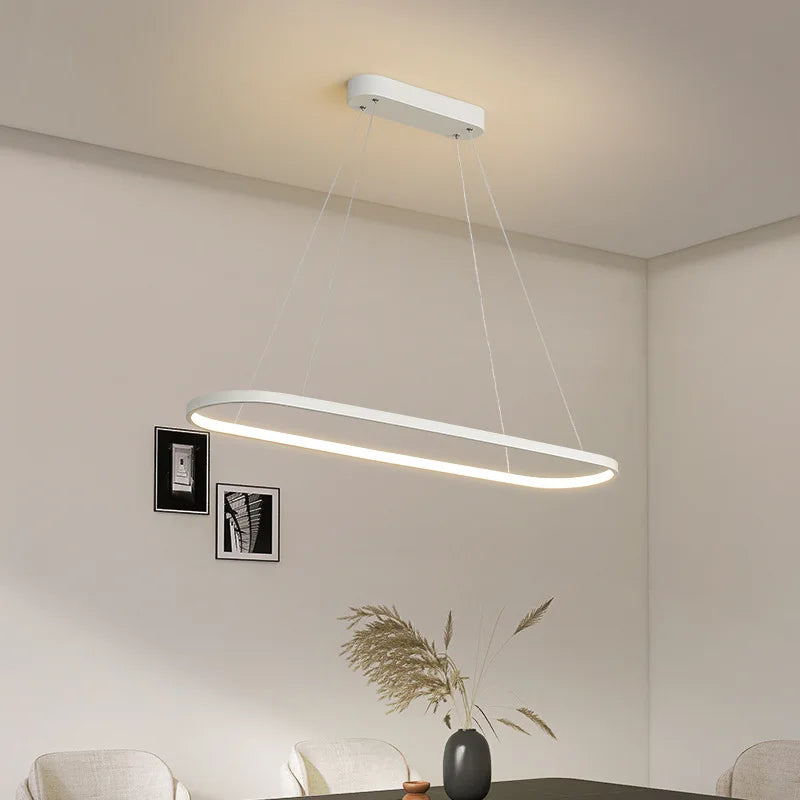 Suspension LED ovale Ondéa design contemporain éclairage uniforme - vue 9