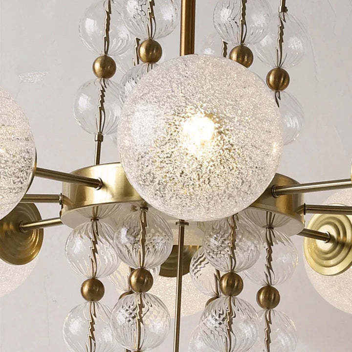 Suspension en acier poli et verre doré pour salon et cuisine – Aurelice