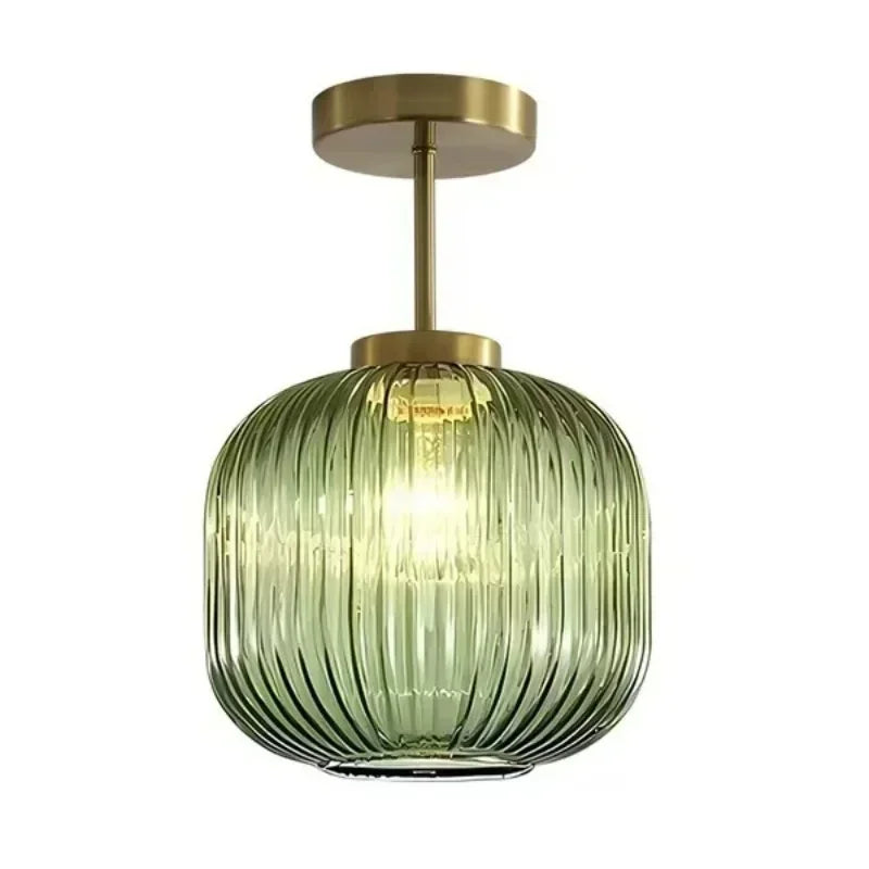 Plafonnier en verre strié rétro pour salon et couloir – Crescianea