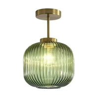 Plafonnier en verre strié rétro pour salon et couloir – Crescianea