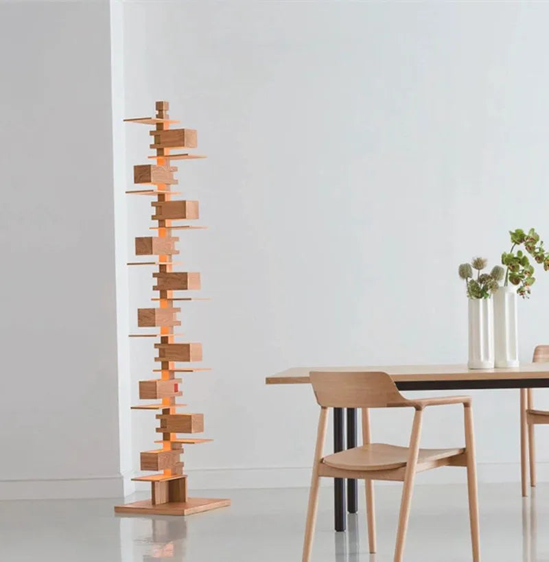 Lampe de Sol en Grès Imitation Bois pour Salon – Armonya