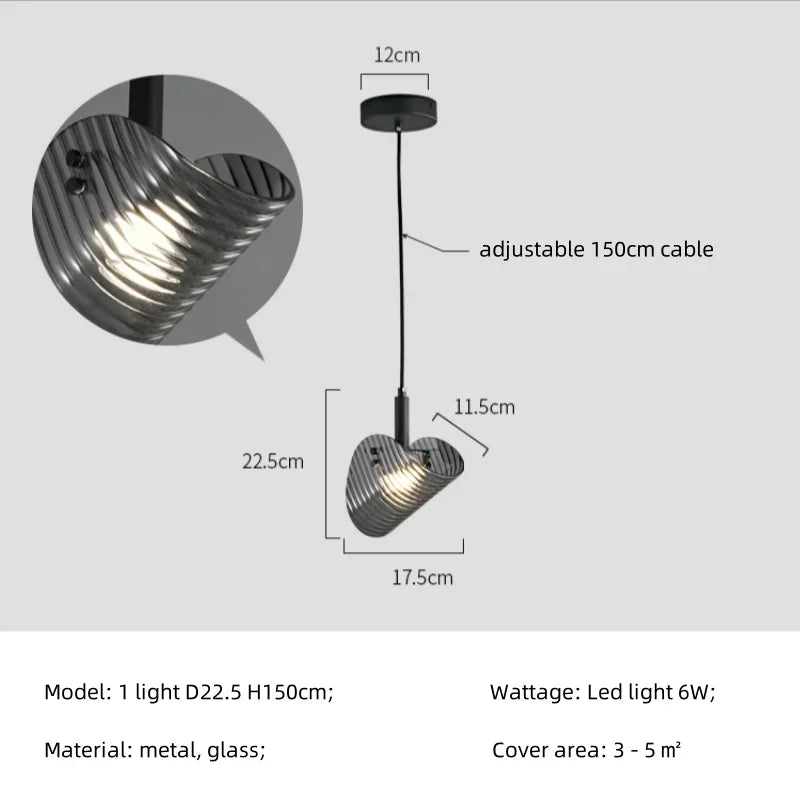 Hanglamp in Grijs Gerookt Glas voor Eetkamer – Orvelia