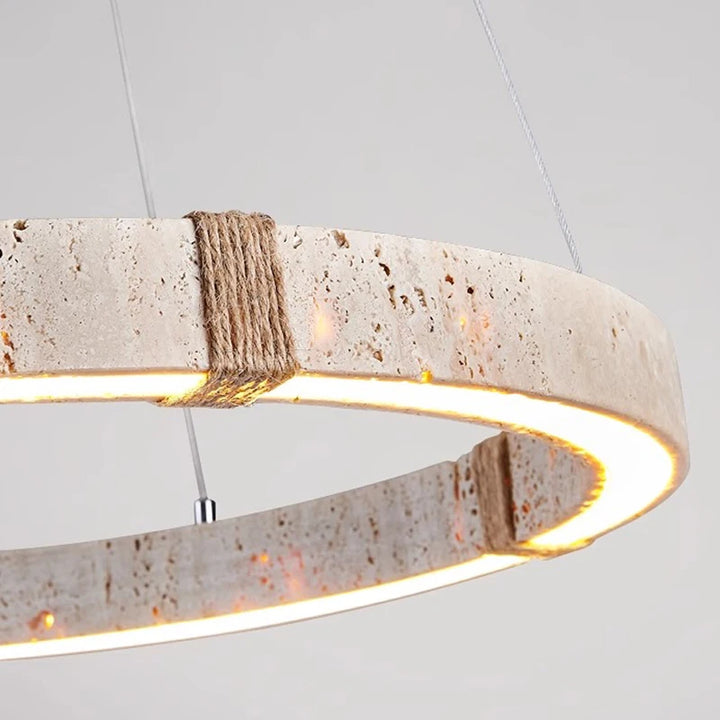 Lustre contemporain en pierre et acier pour salle à manger – Silexor