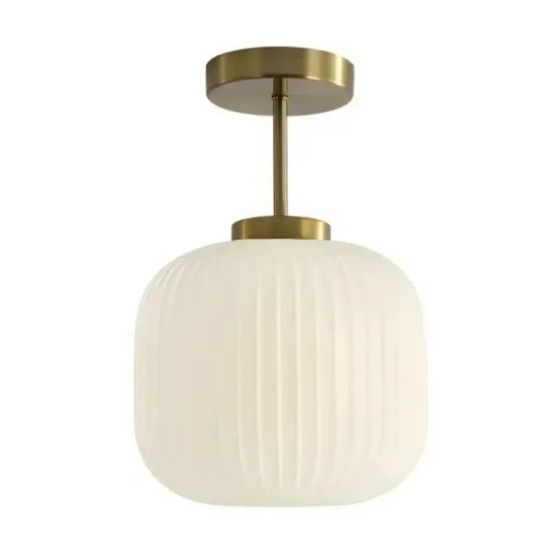 Retro plafondlamp van geribd glas voor woonkamer en gang – Crescianea
