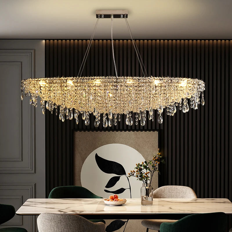 Hedendaagse kristallen hanglamp voor woonkamer – Crystarène