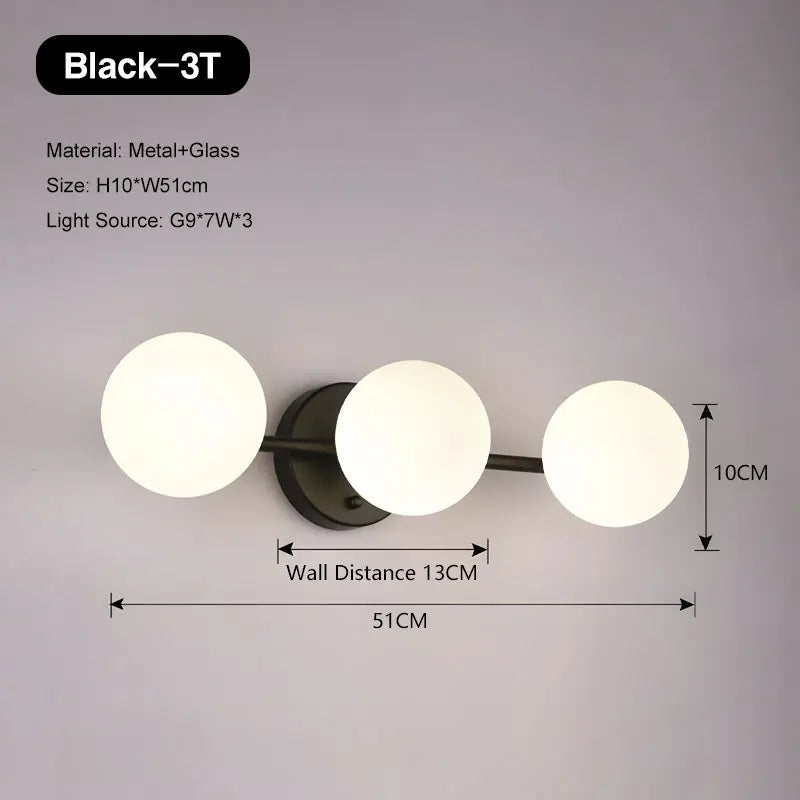 Applique murale LED en métal noir pour chambre – Novaluce