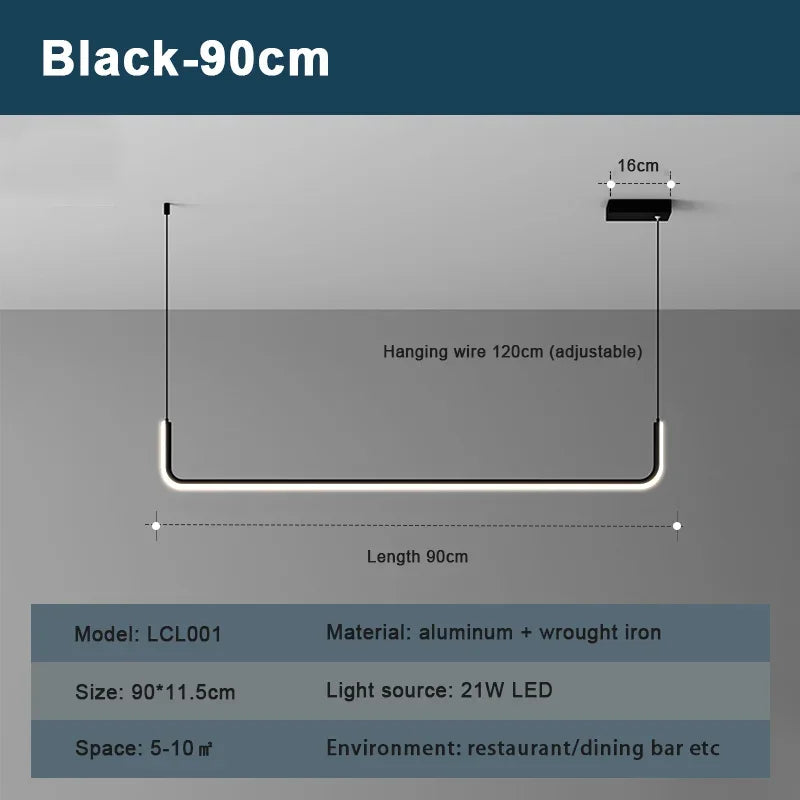 Suspension LED moderne noire et dorée pour salon – Thalion