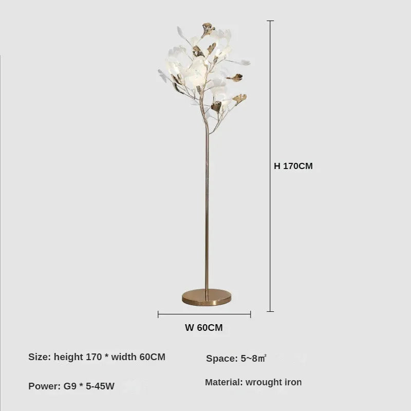 Lampe sur pied en métal style Ginkgo – Ginkova