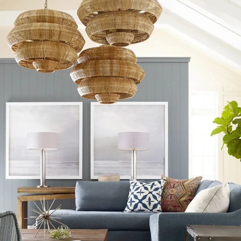 Hanglamp in Gevlochten Rotan Wabi-Sabi Stijl voor Eetkamer – Naiadis