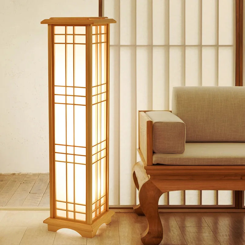 Lampe sur pied en bois style japonais pour salon – Zenshiro