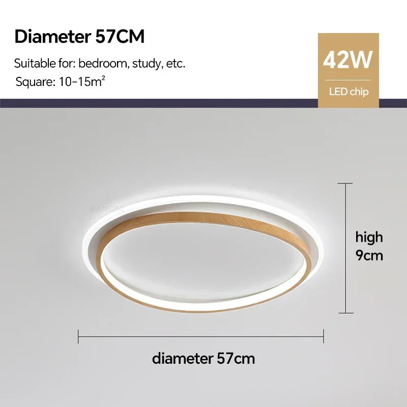 Plafonnier LED en bois de noyer pour chambre – Ciralux