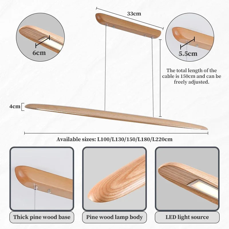 Suspension en bois dimmable pour cuisine et salle à manger – Maderise
