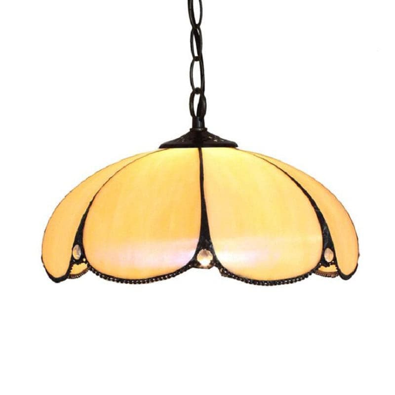 Suspension Tiffany en Verre Ambré Doré – Aurélise