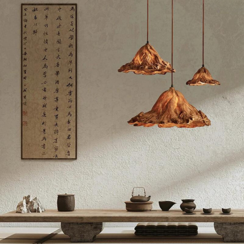 Vulkanische Vintage Hanglamp Hars Lotusbladeren – Rustiqo