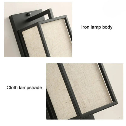 Wandlamp van ijzer en linnen in Chinese stijl voor slaapkamer – Lumisan