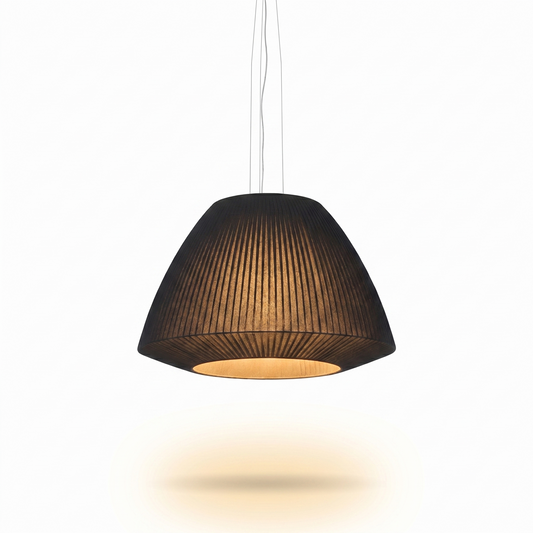 Pleated black fabric chandelier contemporary design for living room – Model Neralyss - Lumière