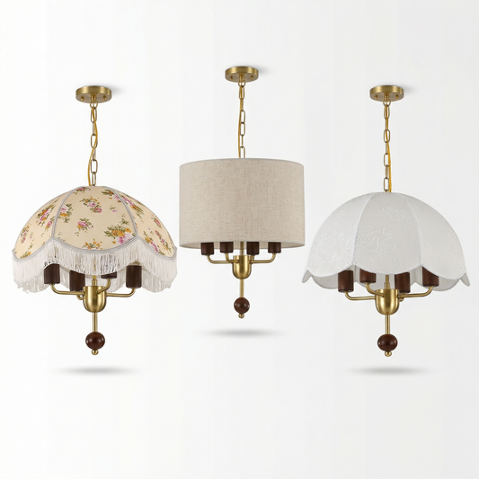 Minimalistische Hängelampe aus Naturholz & Stoffschirm – Celestia