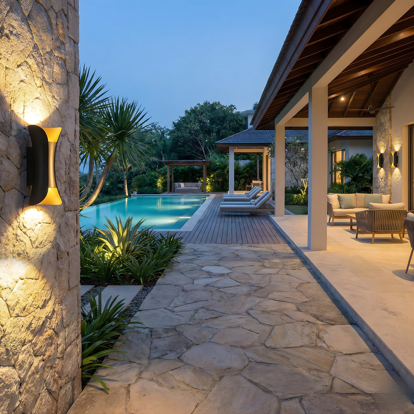 Applique murale extérieure directionnelle Nexa design bicolore noir et doré avec technologie COB - vue 3