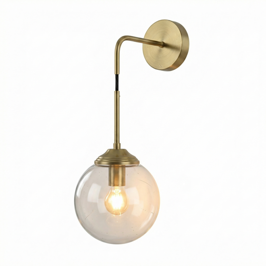 Wall Sconce Velix glass globe and electroplated metal - view 1 - Lumière