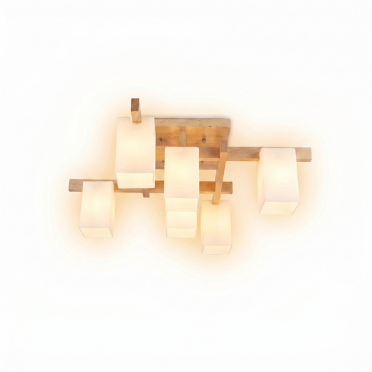 Minimalist Wood LED Ceiling Light Japandi Style – Sélénis - Lumière