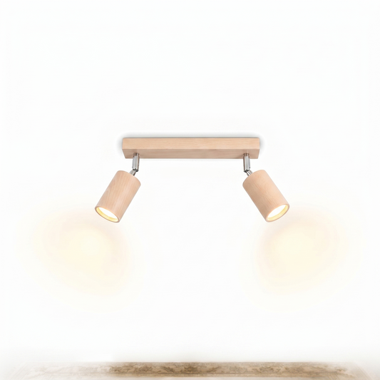 Natural wood adjustable ceiling light for living room – Model Nørvian - Lumière