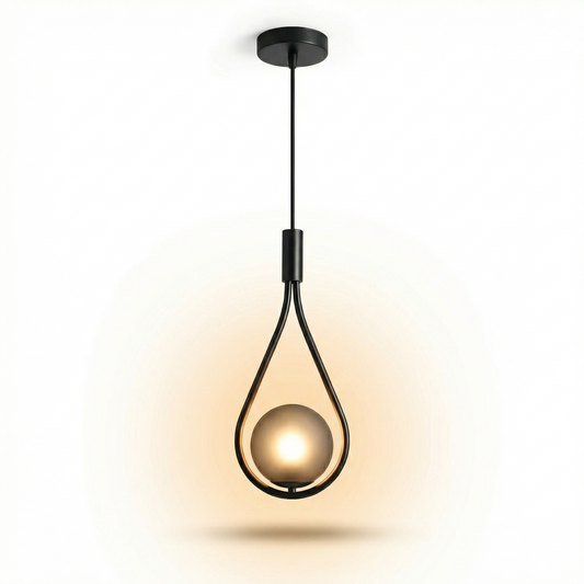 Zwarte Satijnglas Hanglamp voor Slaapkamer – Novaline - Lumière