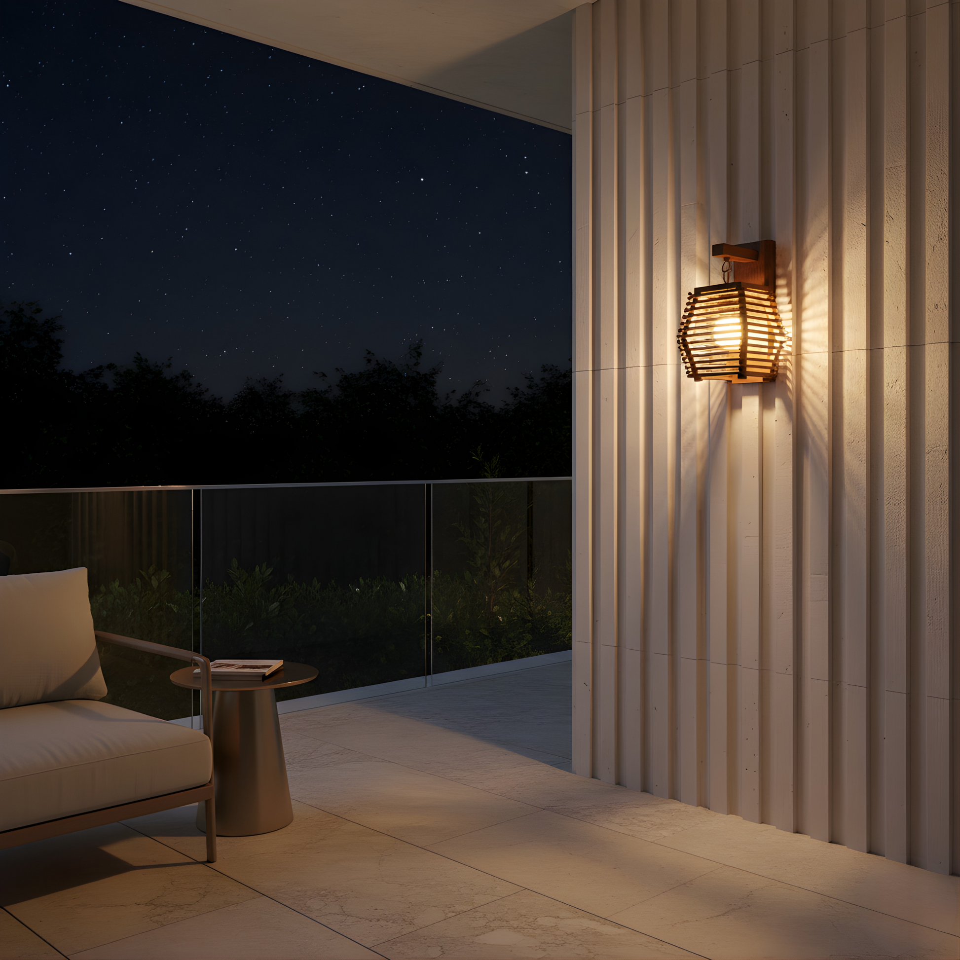 Bamboo and Rattan Wall Sconce Bamboise natural design - view 3