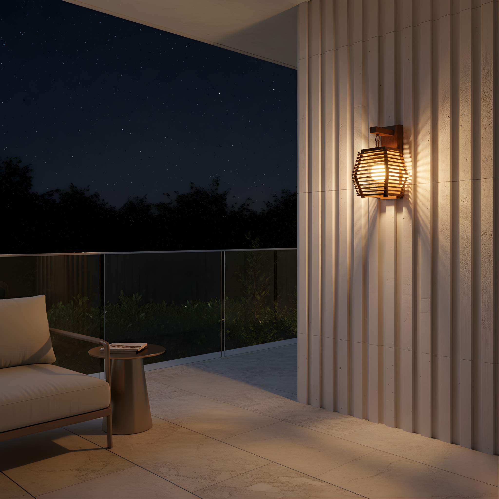Bamboo and Rattan Wall Sconce Bamboise natural design - view 3