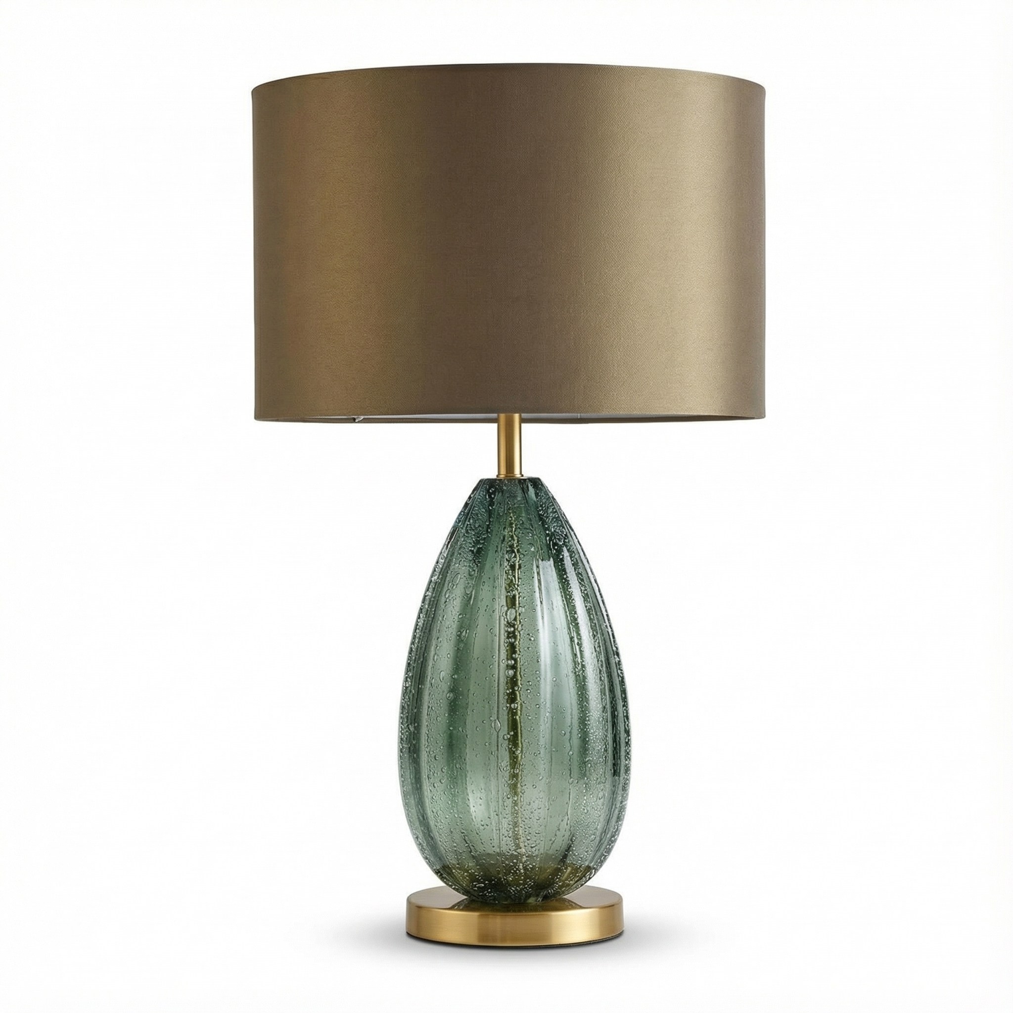 Bedside Lamp Ulmos in artisanal fluted glass and gilded metal vintage design - view 1