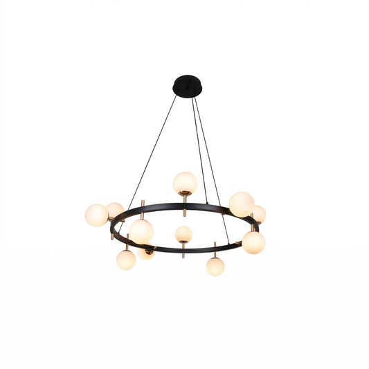 Zeitgenössischer Kronleuchter aus skulpturiertem Glas Elegantes Design Licht 3000K – Ophéa - Lumière