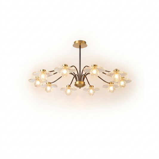 Golden Ceiling Light Opaline Glass Warm Illumination – Lueur d'Or - Lumière