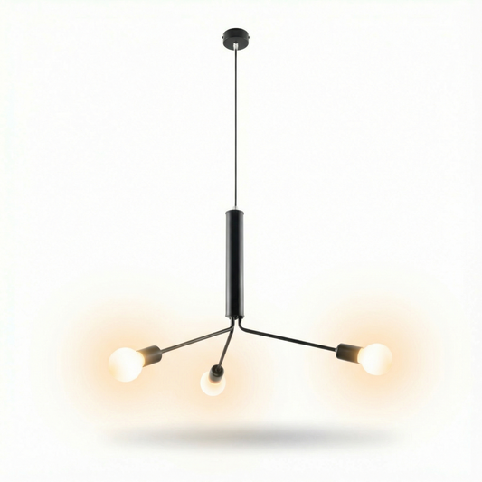 Industrieel zwart plafondlicht 3 lampen woonkamer – Modèle Nerazio - Lumière