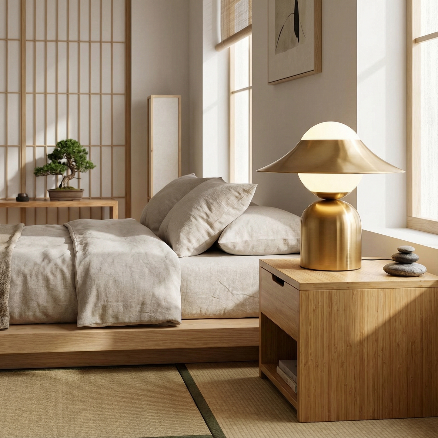 Lampe de table décorative Noctea avec globe en verre soufflé et base dorée - vue 3