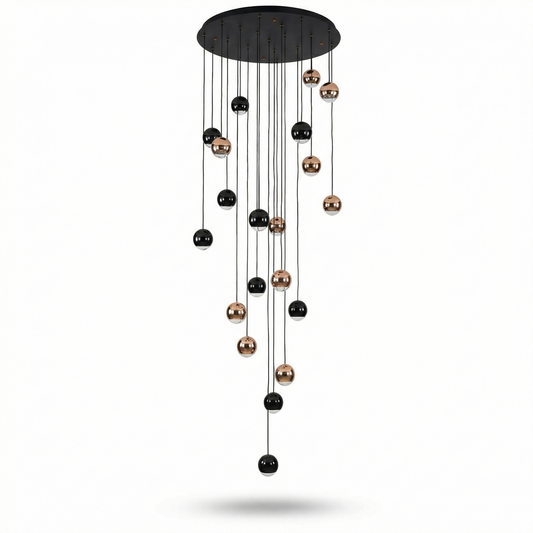 Moderne Hängelampe aus gebürstetem Stahl für Wohnzimmer – Célestaire