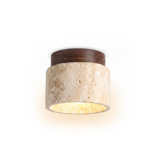 Plafonnier Compact en Travertin avec Finition Épurée – Capsule - Lumière
