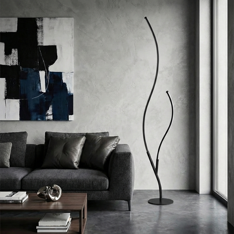 Lampadaire moderne design deux branches aluminium forme organique - vue 3