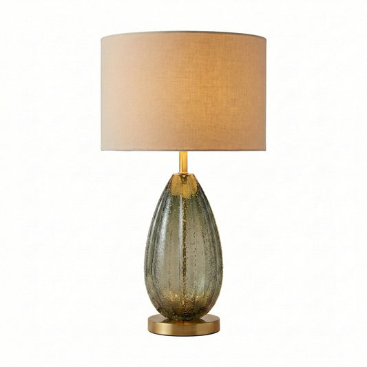 Design-Tischlampe aus bernsteinfarbenem Glas & Metall – Prisma - Lumière