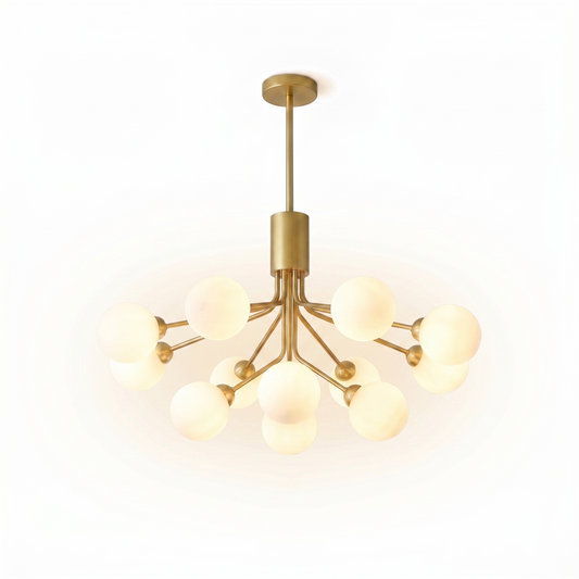 Lustre Moderne en Fer avec Verre Givré pour Salon – Orielis - Lumière