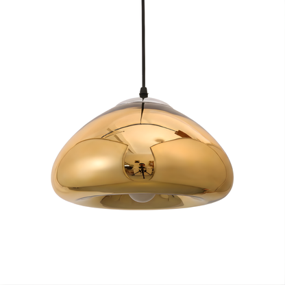 Modern Gold Suspension Aurovia with hemispherical aluminum mirror finish lampshade - view 1