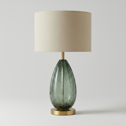 Designer Table Lamp with Amber Glass and Metal – Prisma