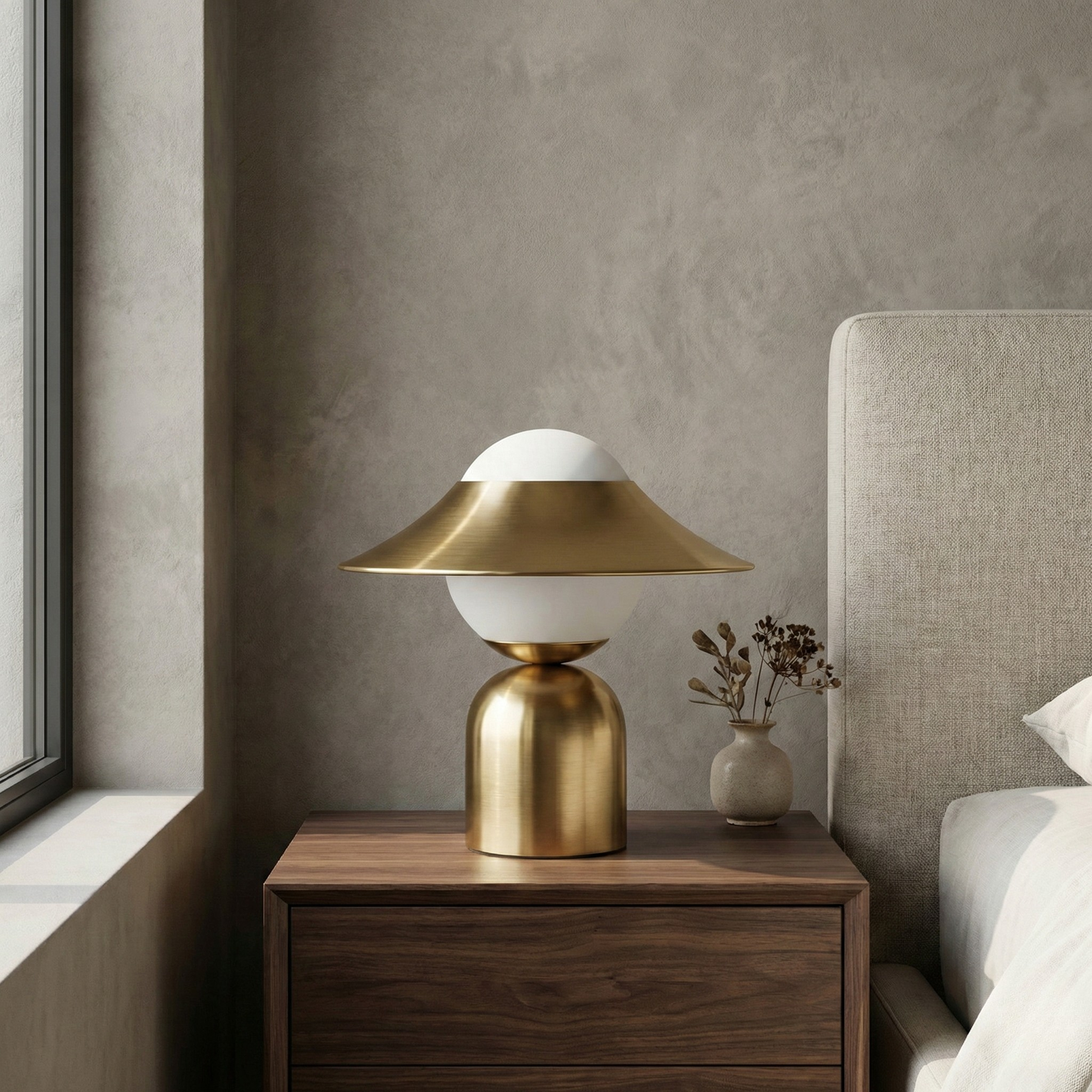 Lampe de table décorative Noctea avec globe en verre soufflé et base dorée - vue 2