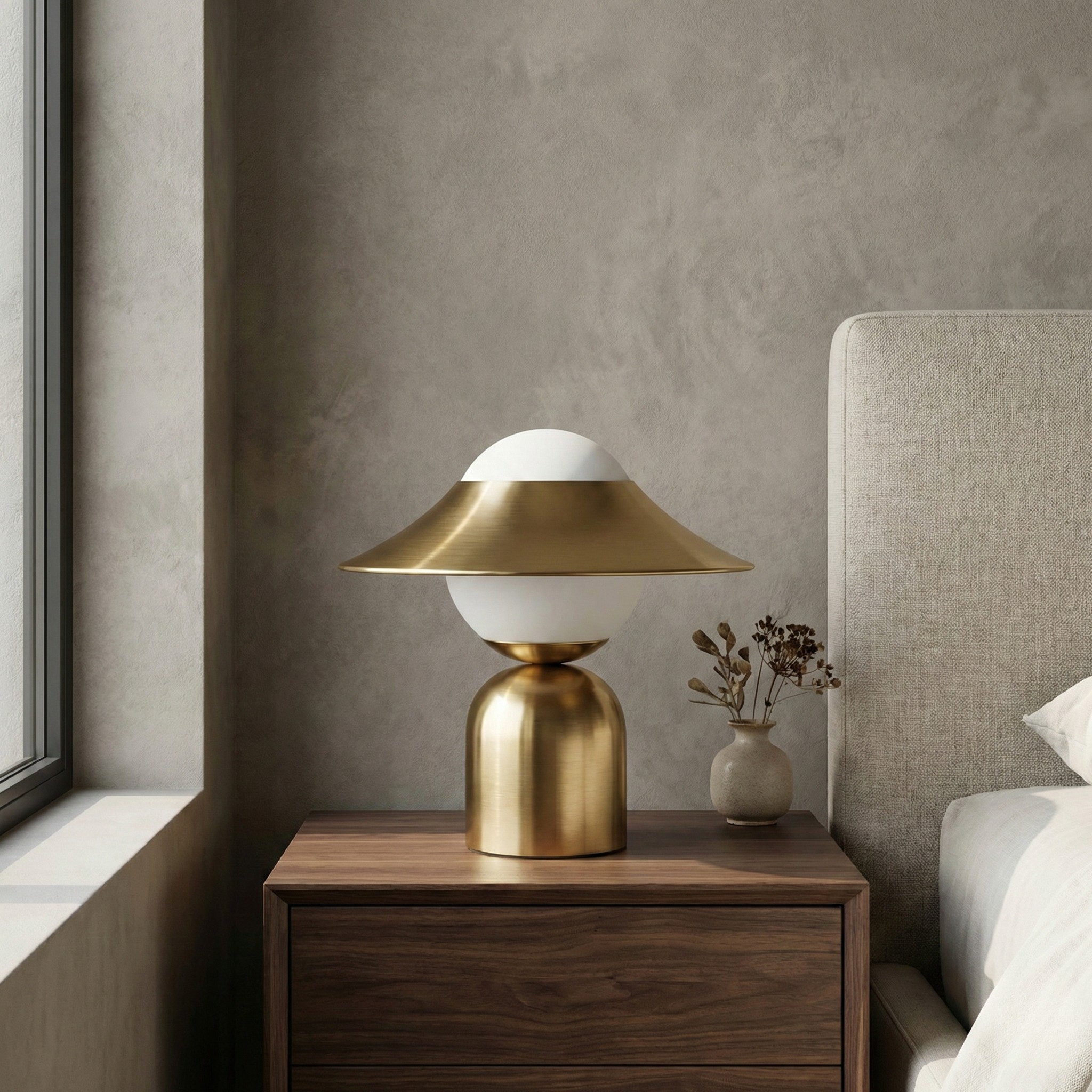 Decorative Table Lamp Noctea with blown glass globe and golden base - view 2