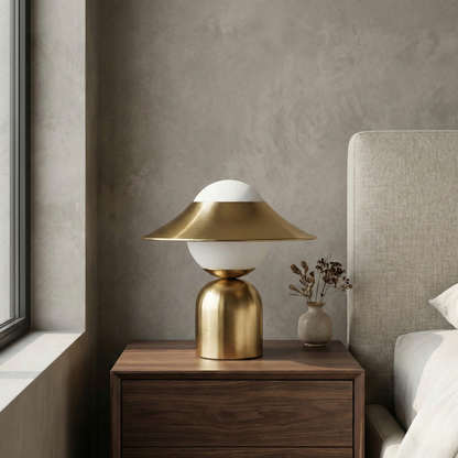 Decorative Table Lamp Noctea with blown glass globe and golden base - view 2