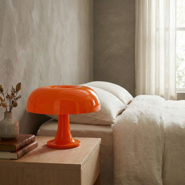 Lampe de table design forme champignon Fungo en ABS blanc ou orange - vue 3