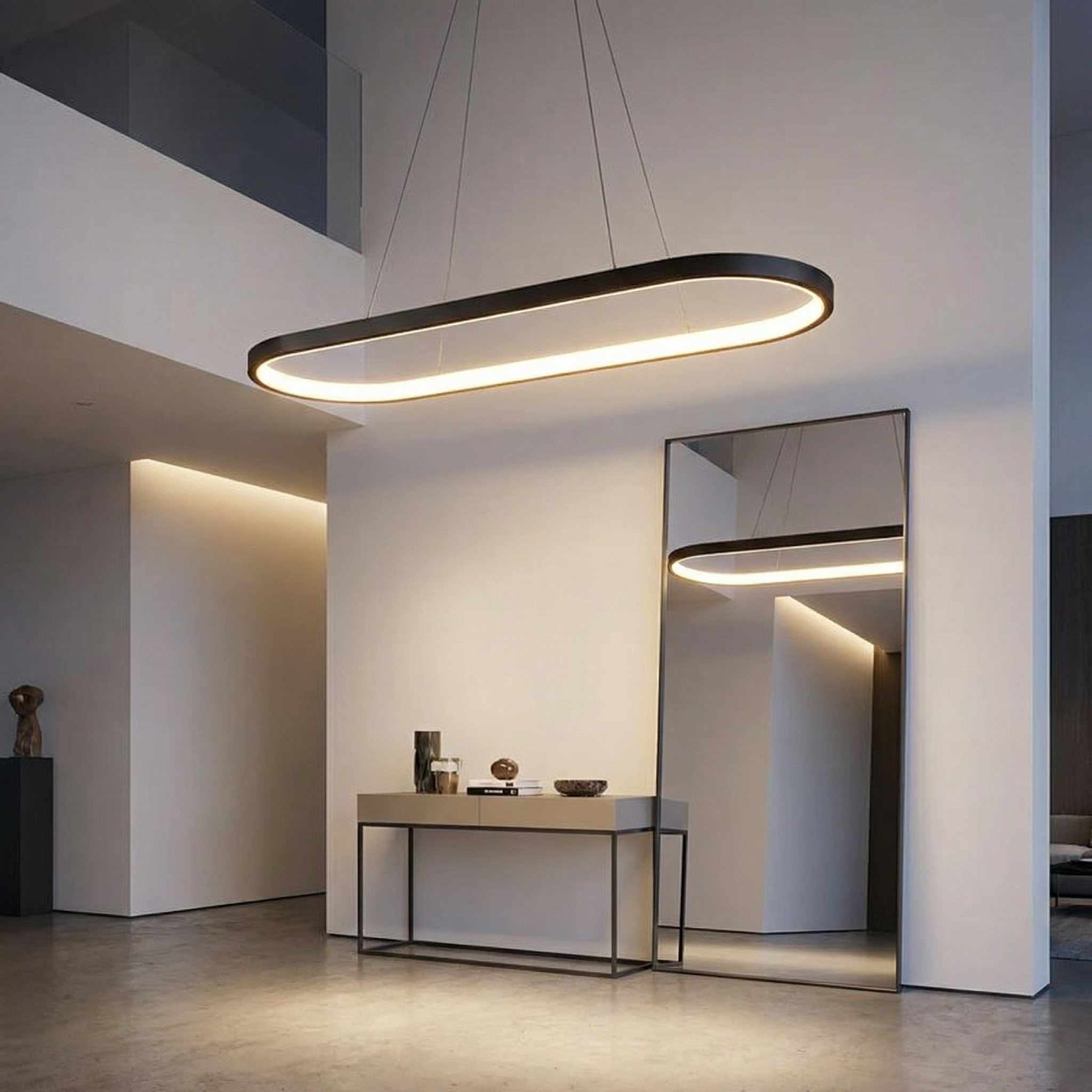 Suspension LED ovale Ondéa design contemporain éclairage uniforme - vue 3