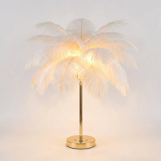 Oplaadbare Decoratieve Tafellamp met Veren – Spolverino - Lumière