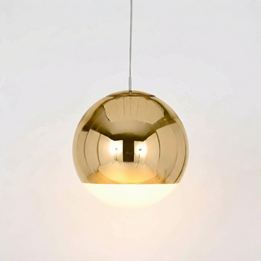 Minimalistische Pendelleuchte aus elektroplattiertem Glas für Restaurants – Alvearelia - Lumière