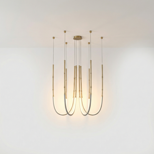 Zwarte Metalen Kroonluchter voor Woonkamer – Curvella - Lumière